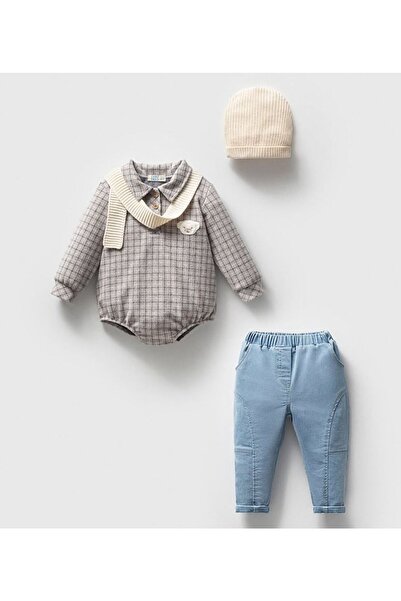 Luna Kids Store طقم ملابس أطفال مكون من 4 قطع مطرزة بتصميم دمية الدب العضوية ...