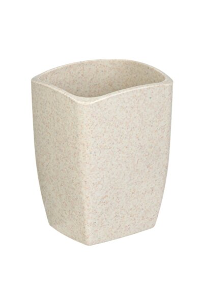 SHOPIENS Toothbrush Holder, Plastic, Ecru (Sand Effect), 5x5x11 cm - MYONNA