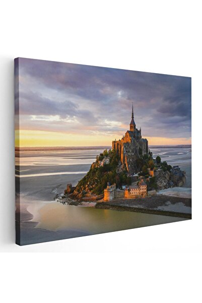 Tablou Canvas Tablou Manastirea Mont Saint-Michel la apus Franta, cod 1529
