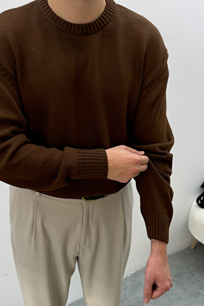 Redline Sable Oversize Triko Uzun Kollu Kazak Kahve