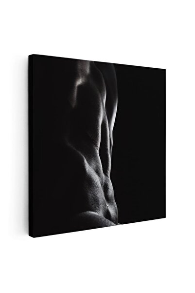 Tablou Canvas nud barbat bust pe fundal negru, alb, negru, cod 1326