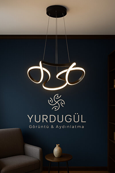 YURDUGÜL Siyah Kasa Üç Renk Led Drone Model Led Avize Mutfak, Oturma Odası, A...