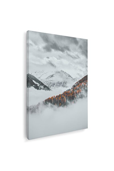 Tablou Canvas Tablou peisaj munte in ceata, iarna, gri, cod 1390