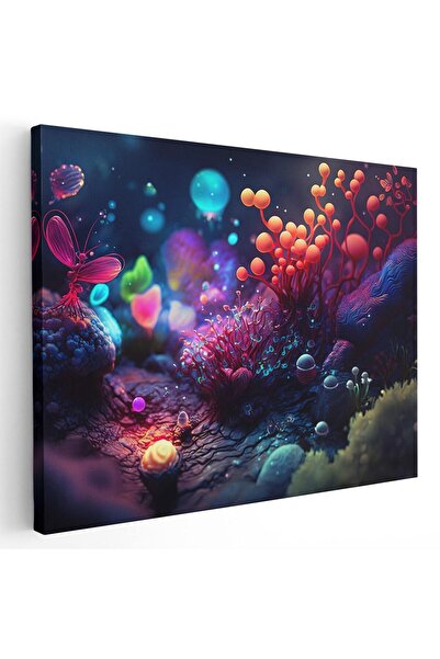 Tablou Canvas Tablou pictura digitala peisaj subacvatic, roz, albastru, cod 1672