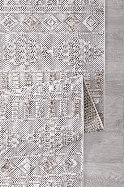 SANRUGS Home & Living Bukle ve Sisal Dokuma Hav Vermeyen Anti Alerjik Püsküllü Modern Makine Halısı Salon Oturma Odası