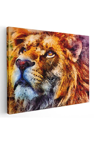 Tablou Canvas portret leu acuarela multicolor, cod 1193