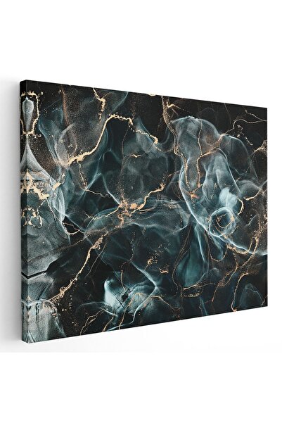 Tablou Canvas Tablou abstract imitatie marmura, auriu, verde, negru, cod 1414