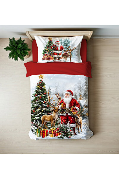 hediyechy Gift Duvet Cover Merry Christmas Santa Claus Printed Single Duvet Cover Set Without Sheets