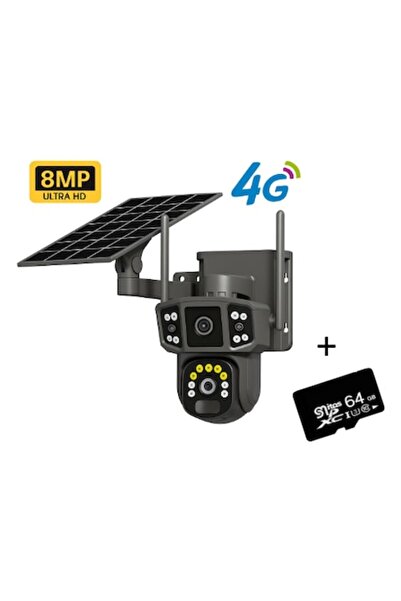 BSG TECH CCTV Surveillance Camera 4G/LTE, Solar Panel, 8MP, Night Vision, Indoor/Outdoor, Motion Detection