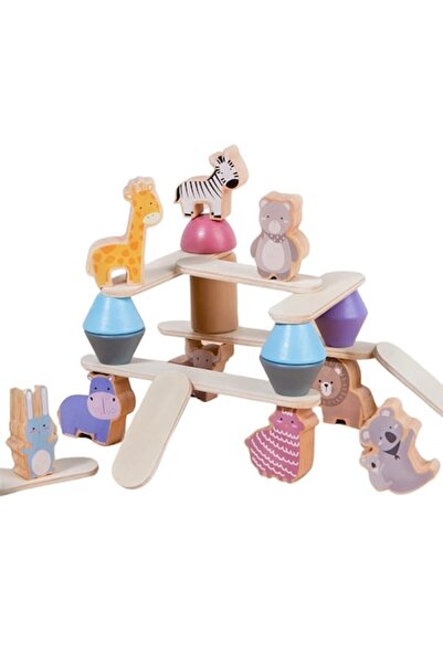 OEM Joc de echilibru și stivuire din lemn pentru copii, creativ și interactiv, model animale, 3 ani+