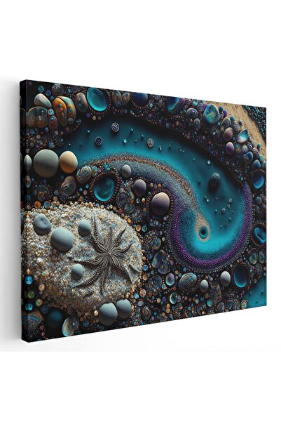 Tablou Canvas Tablou design creativ pietre scoici albastru crem, cod 1675