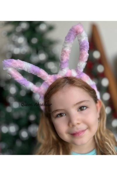 QUEEN AKSESUAR Drăguț roz violet alb urechi de iepuraș cu păr coroană de pluș...