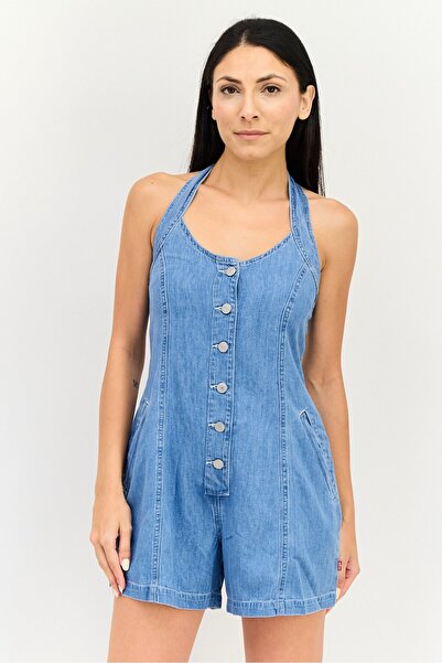 Levi's Women Washed Sleeveless Jumpsuit, Light Blue