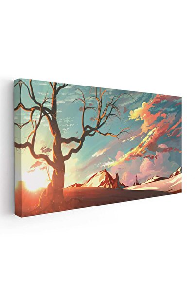 Tablou Canvas Tablou peisaj munte copac desfrunzit, cod 5353