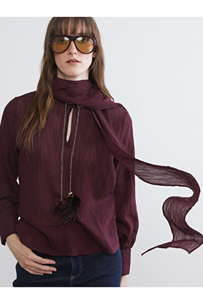 LC Waikiki Bağlamalı Yaka Dokulu Şifon Bluz