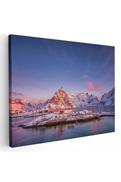 Tablou Canvas Tablou peisaj munte rau iarna rasarit, cod 3030