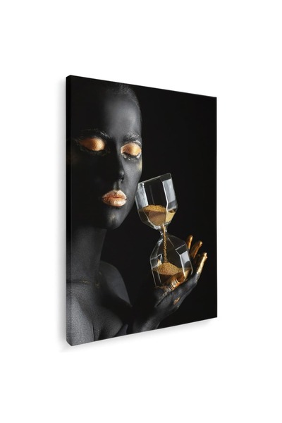 Tablou Canvas Machiaj auriu tablou femeie cu clepsidra, cod 2551