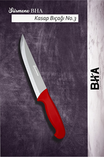 B-H-A BIÇAKÇI HACI AHMET Sürmene BHA Kırmızı Doğrama Kurban Çeyiz Kasap Bıçağ...
