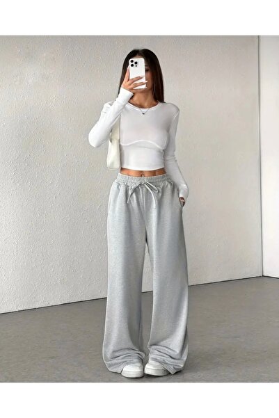 Genel Markalar KADIN ÜÇ İPLİK ŞARDONLU PALAZZO EŞOFMAN ALTI