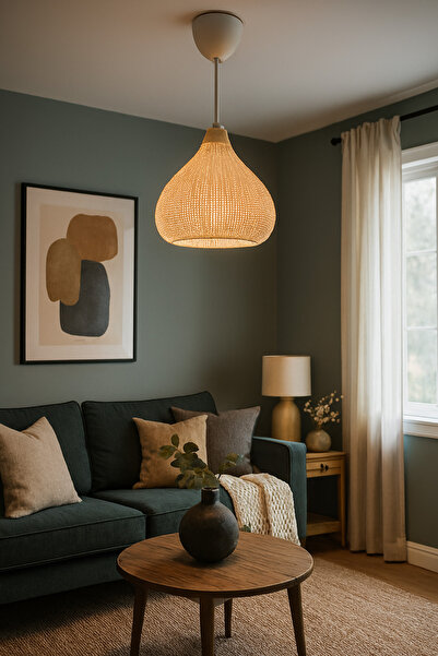 Rekatech Modern Beyaz Hasır Desen Avize – Dekoratif Tavan Aydınlatma