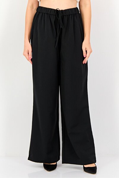 Brave Soul Women Regular Fit Plain Wide Leg Pants, Black