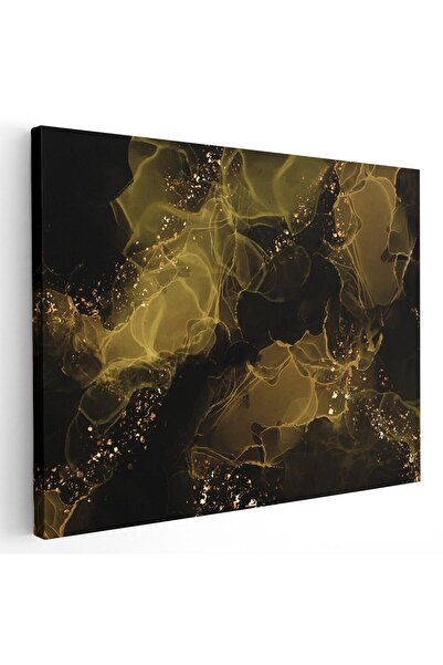 Tablou Canvas abstract marmura galben auriu negru, cod 1089