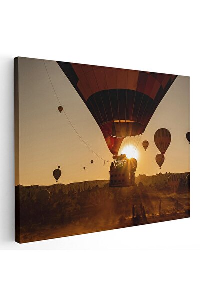 Tablou Canvas Tablou peisaj cu baloane cu aer cald la apus, cod 4480