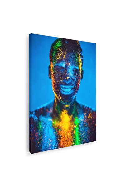 Tablou Canvas Tablou portret barbat pictat cu pudra fluorescenta, cod 4306