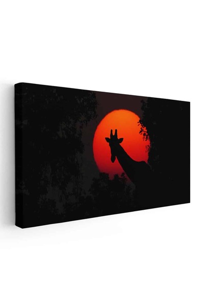 Tablou Canvas Tablou peisaj silueta girafa la apus, cod 3208