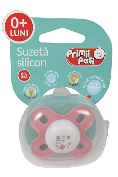 Primii Pasi Suzeta silicon ortodontica decorata in cutie sterilizare; 0L+