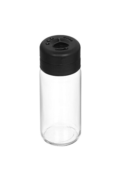 SHOPIENS Glass Spice Container, Black Lid, Capacity 245ml, Diameter 5.5cm, He...