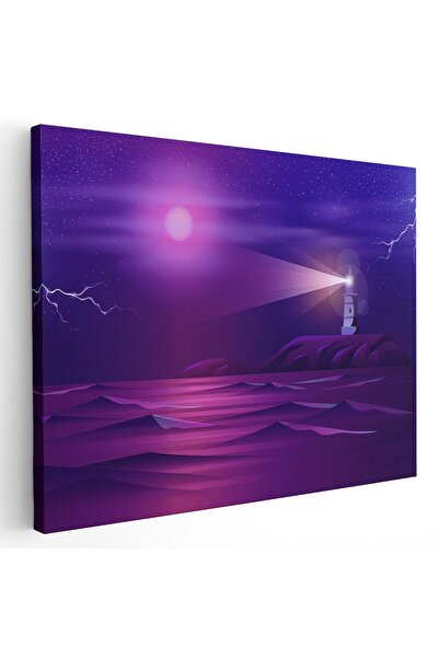 Tablou Canvas Tablou peisaj marin nocturn cu far, cod 5501