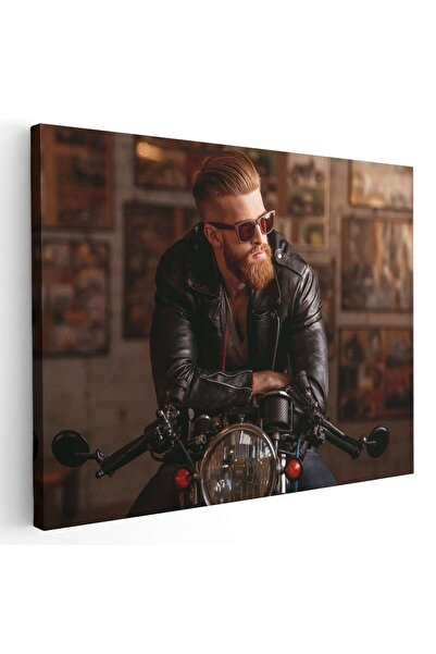 Tablou Canvas Tablou barbat cu ochelari pe motocicleta, cod 4359