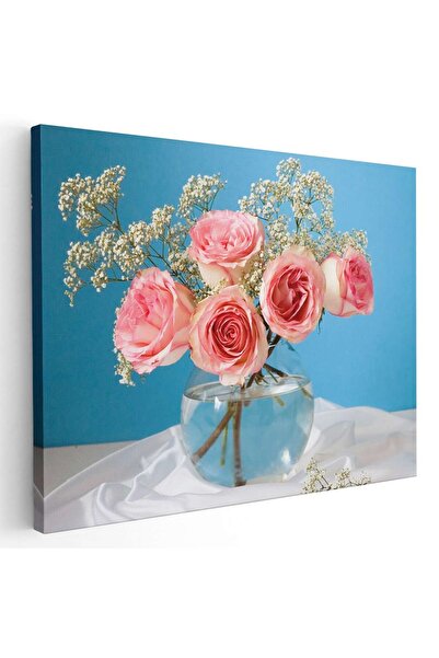 Tablou Canvas Tablou vaza flori trandafiri roz, cod 2668