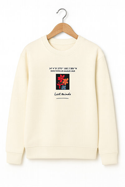 Vireo Club Beyaz Ön ve Arka Baskılı Premium Oversize Şardonlu Sweatshirt