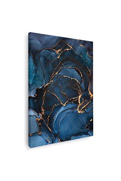 Tablou Canvas Tablou abstract imitatie marmura, auriu, albastru, cod 1430
