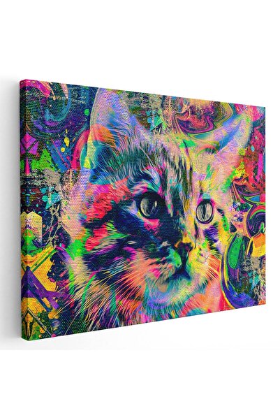 Tablou Canvas Tablou cap pisica fundal abstract graffiti, cod 4989