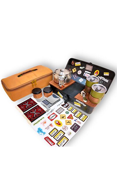 VIOLLA WISAL طقم حقيبة شاهي متكاملة محمولة للرحلات والتخييم تصميم أنيق مع جرا...