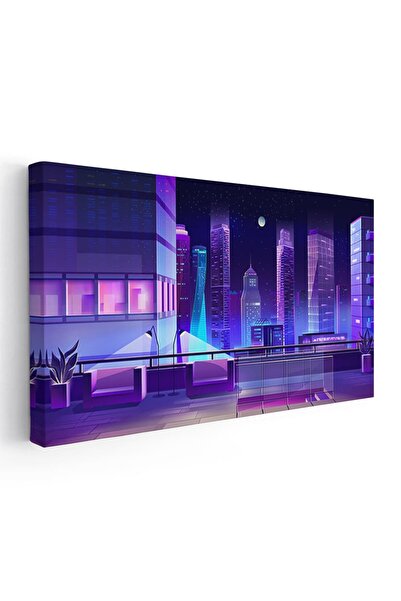 Tablou Canvas Tablou cladiri moderne noaptea ilustratie, cod 5488