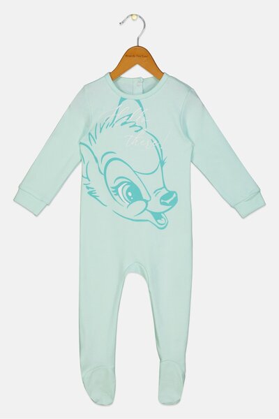 Disney Baby بدلة نوم بأكمام طويلة بطبعة جرافيكية للبنات الصغار، لون نعناعي