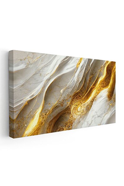 Tablou Canvas Tablou abstract imitatie marmura auriu alb, cod 1781