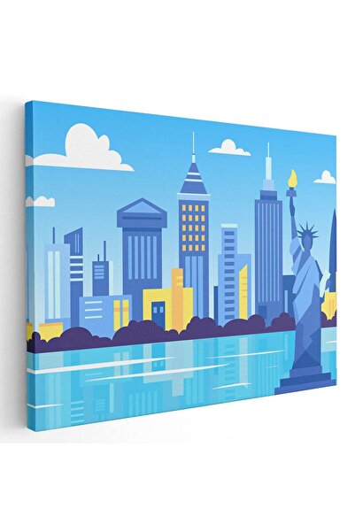 Tablou Canvas Tablou cladiri moderne New York Statuia Libertatii, cod 5476