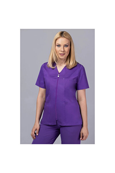 OEM Γυναικεία ιατρική στολή NEW ZIP COMFORT, βελούδινο κόκκινο