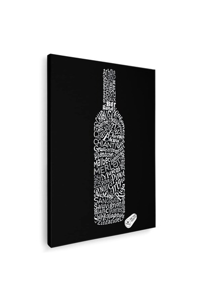 Tablou Canvas sticla vin creata din text, cod 4024