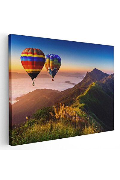 Tablou Canvas Tablou peisaj cu baloane cu aer cald la apus, cod 4488