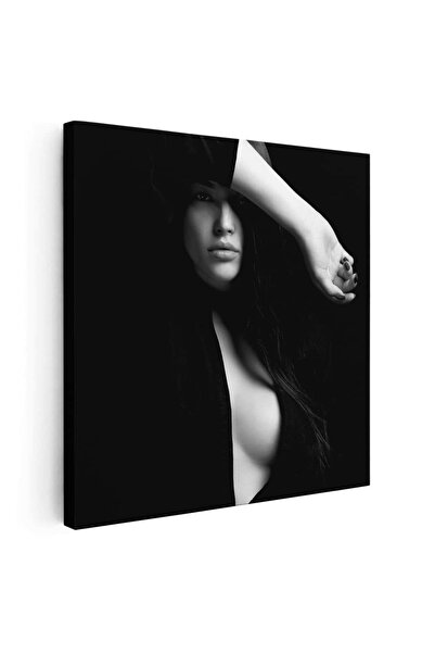 Tablou Canvas Tablou portret femeie fundal negru alb, negru, cod 2008