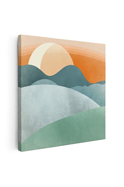 Tablou Canvas Tablou Boho minimalism peisaj munte, portocaliu, verde, cod 1287