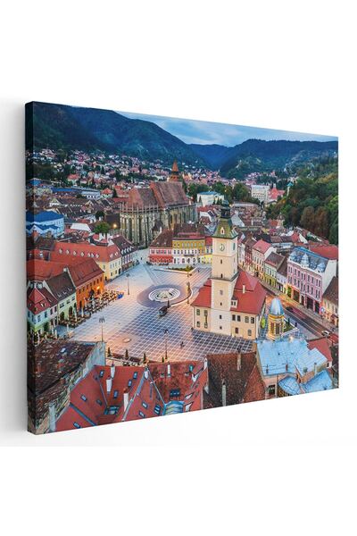 Tablou Canvas Piata Sfatului, Brasov, Romania, rosu, verde, cod 1184