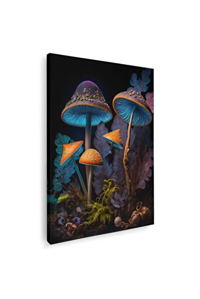 Tablou Canvas Tablou grup ciuperci neon inteligenta artificiala albastru, mov...