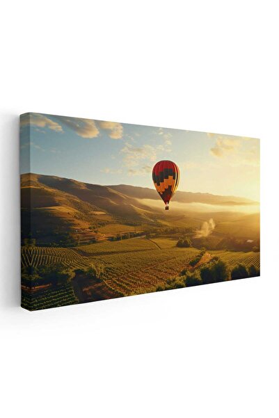 Tablou Canvas Tablou peisaj cu balon cu aer cald la apus, cod 4498